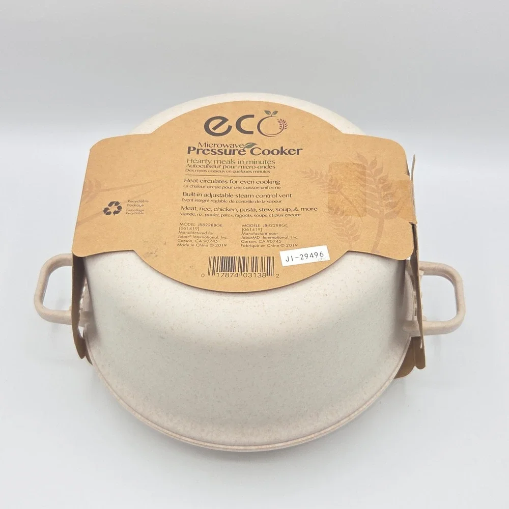 Eco Friendly Microwave Pressure Cooker 2.5Qt Wheat Straw Beige Fast Cookware NEW